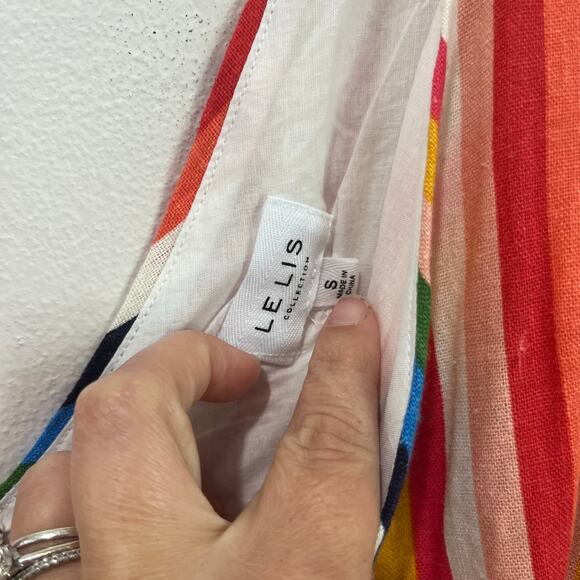Le Lis Collection Linen Blend Rainbow Colorful Romper Size S - Picture 7 of 9